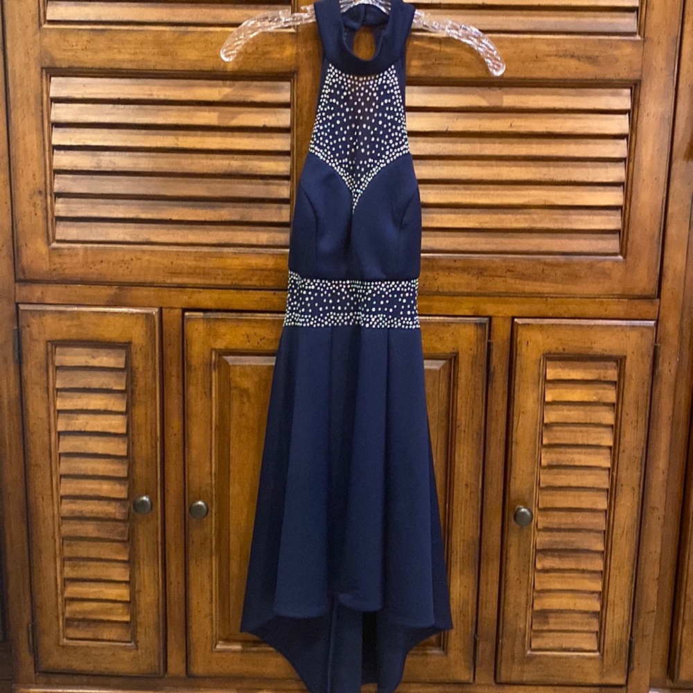 Homecoming or formal dress staggered hem